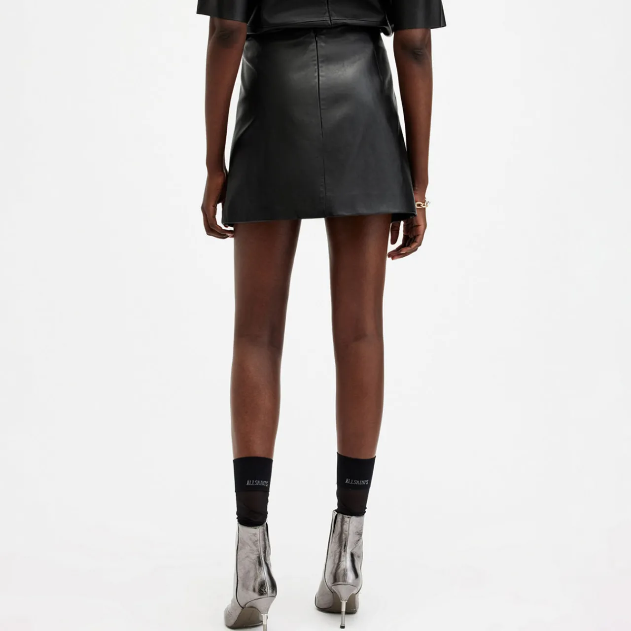 Discount ALLSAINTS Renai Leather Mini Skirt