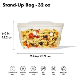 Reusable Silicone Stand-Up Quart Bag 32oz