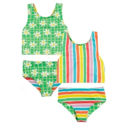 Reversible Floral Striped Tankini