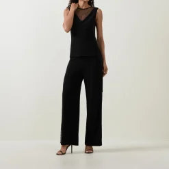 New JOSEPH RIBKOFF Rhinestone Mesh Panelled Tank Top