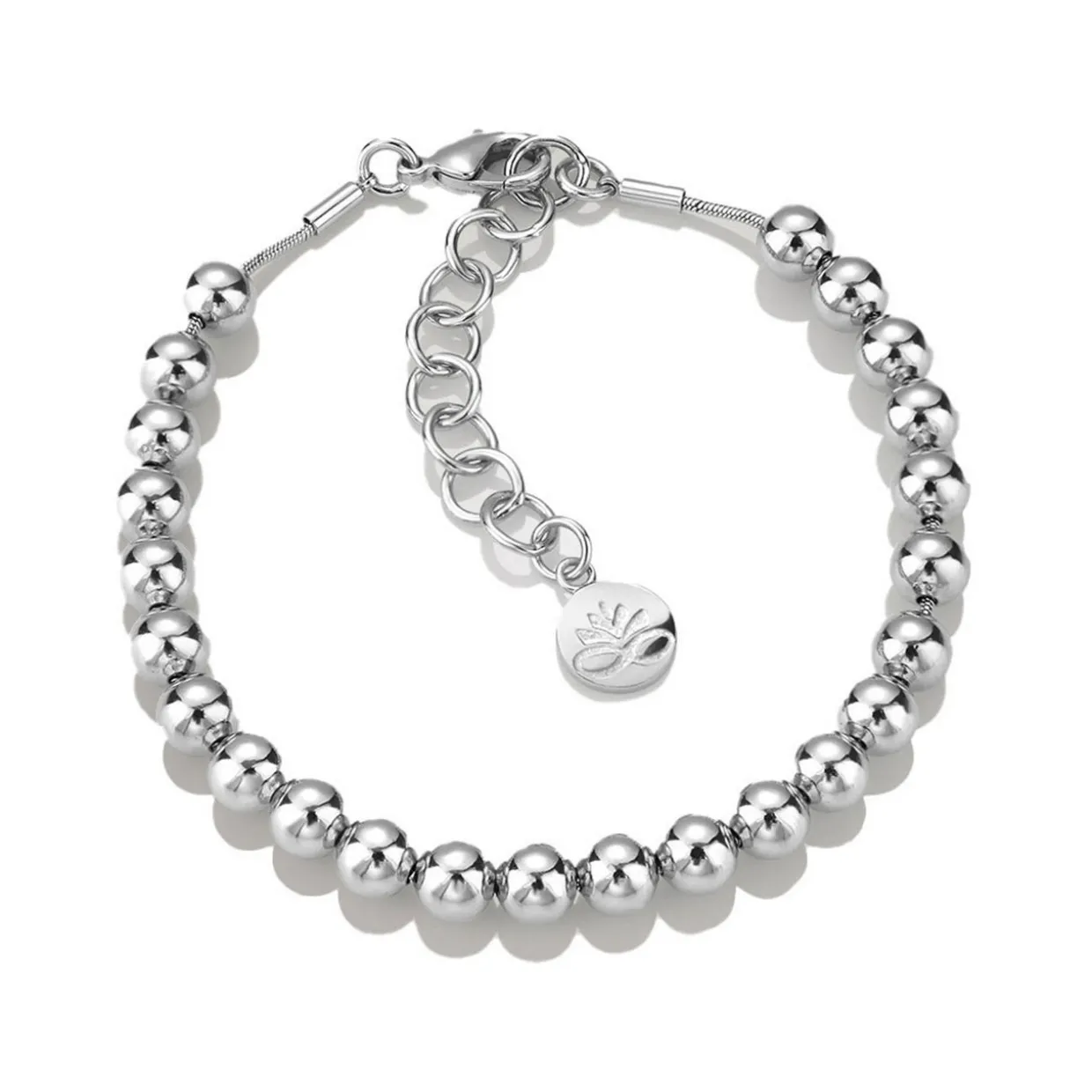 Rhodium Plated Small Beaded Bracelet