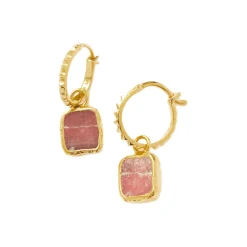 Hot MISSOMA Rhodochrosite Mini Pyramid Charm Hoop Earrings