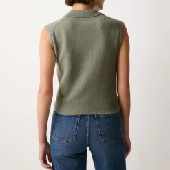 Ribbed Collar Knitted Top