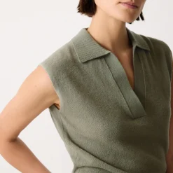 Ribbed Collar Knitted Top