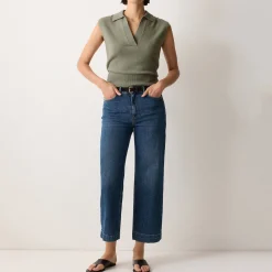 Ribbed Collar Knitted Top