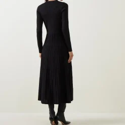 Ribbed Knit Flared Dress