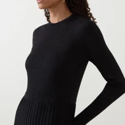 Ribbed Knit Flared Dress