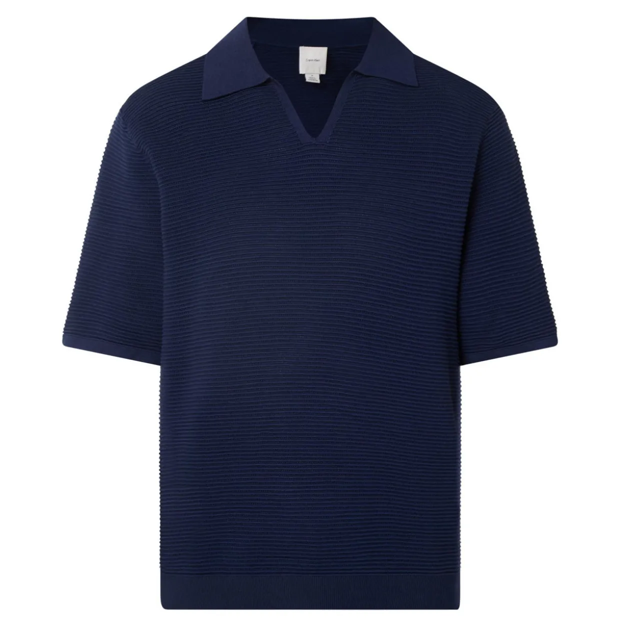 Ribbed Knit Polo Shirt