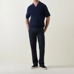 Ribbed Knit Polo Shirt