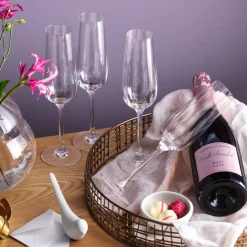 Rose Garden Champagne Flute, Set of Four