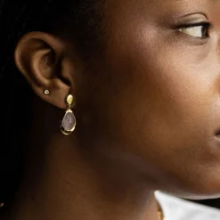 Outlet JUVI DESIGNS Rose Quartz Large Stepping Stone Earrings