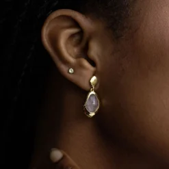 Outlet JUVI DESIGNS Rose Quartz Large Stepping Stone Earrings