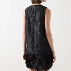 Rosette Floral Jacquard Mini Dress