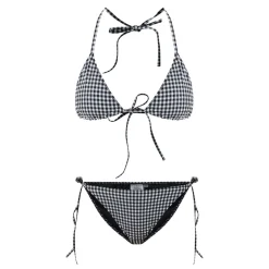 Clearance HUNZA G Sabrina Gingham Seersucker Two-Piece Bikini Set