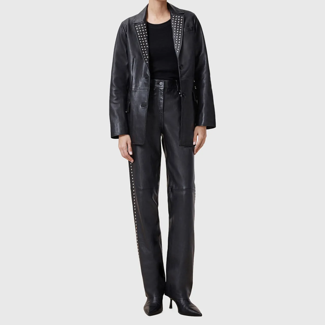 Clearance ALLSAINTS Saige Studded Leather Trousers