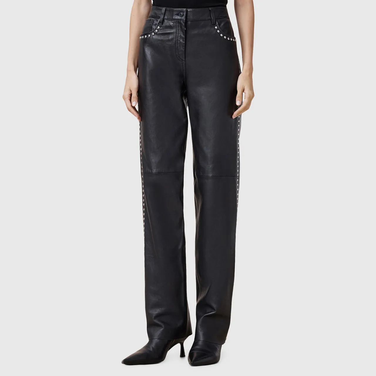 Clearance ALLSAINTS Saige Studded Leather Trousers