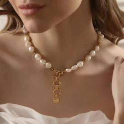 Fashion NEWBRIDGE SILVERWARE Sappho Large Baroque Pearl Necklace