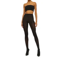 Satin Opaque Tights Black