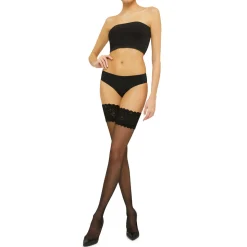 Satin Touch Stay Ups Black