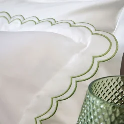Clearance CHRISTY Scallop Edge Oxford Pillowcase Pair Matcha