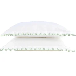 Clearance CHRISTY Scallop Edge Oxford Pillowcase Pair Matcha