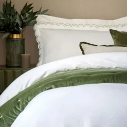 Scallop Edge Single Duvet Set Matcha