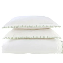 Scallop Edge Single Duvet Set Matcha