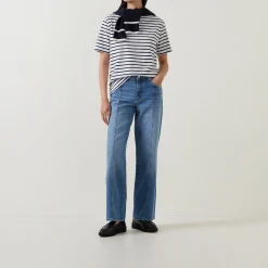 Seam Mid-Rise Straight Leg Jeans
