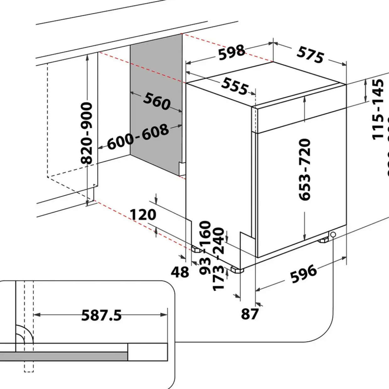 Semi Integrated Dishwasher