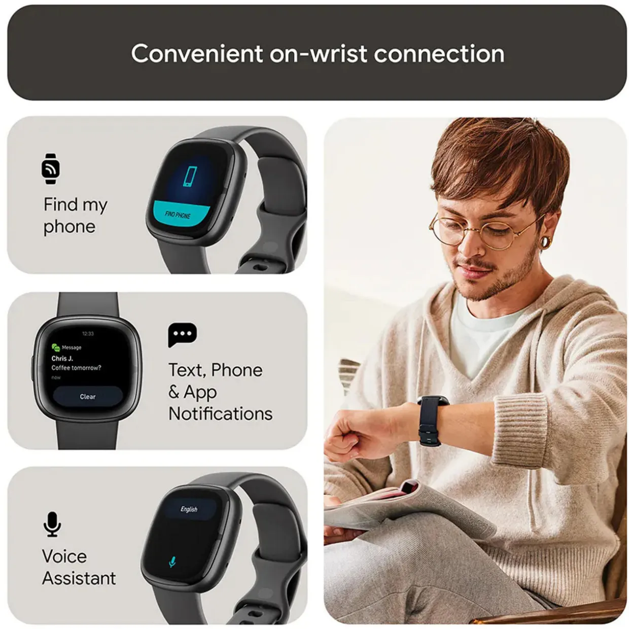 Sense 2 Shadow Grey-Graphite Smart Watch