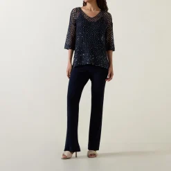 Sequin Open-Knit Sweater