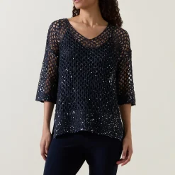 Sequin Open-Knit Sweater