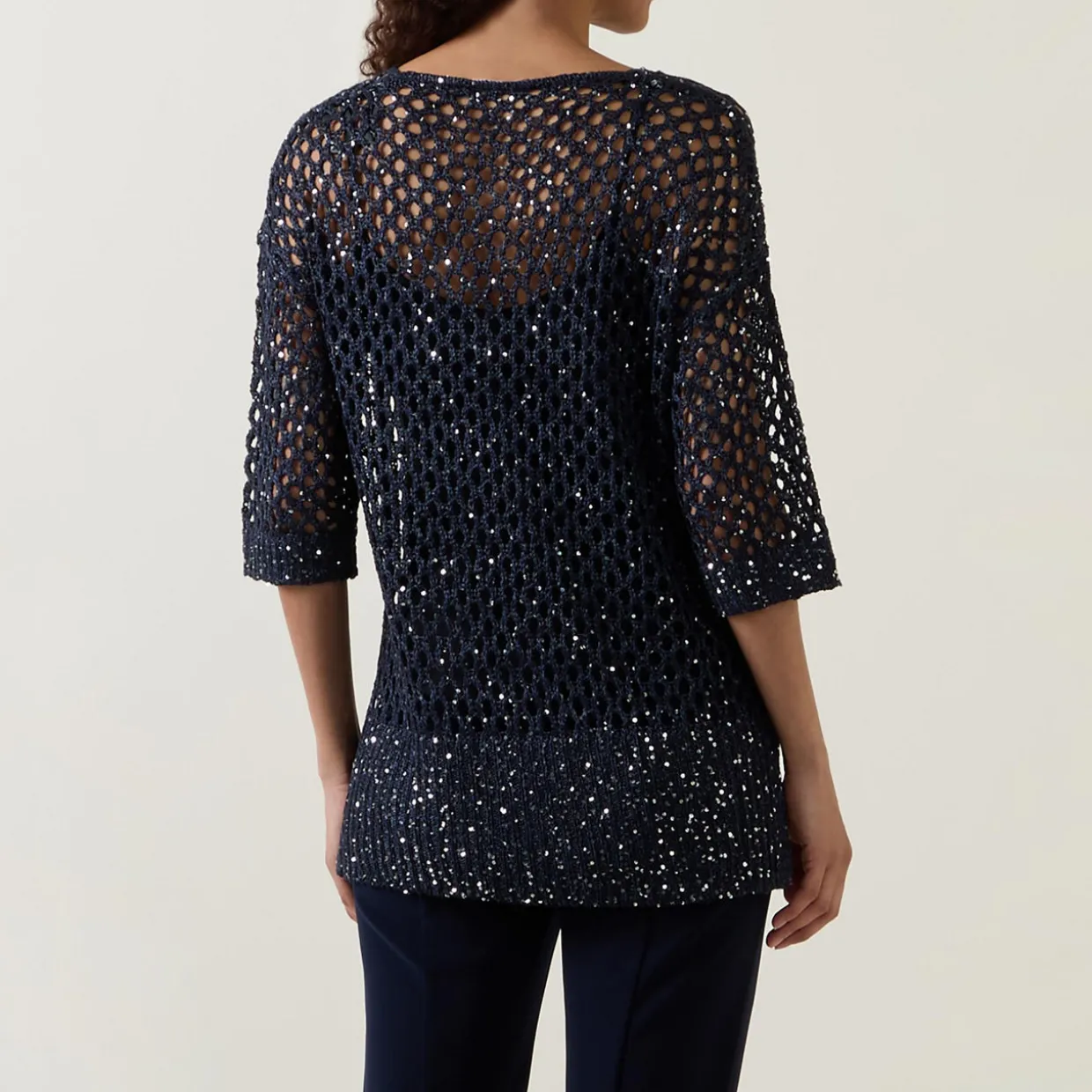 Sequin Open-Knit Sweater