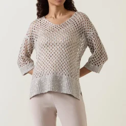 Sequin Open-Knit Sweater