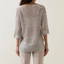 Sequin Open-Knit Sweater
