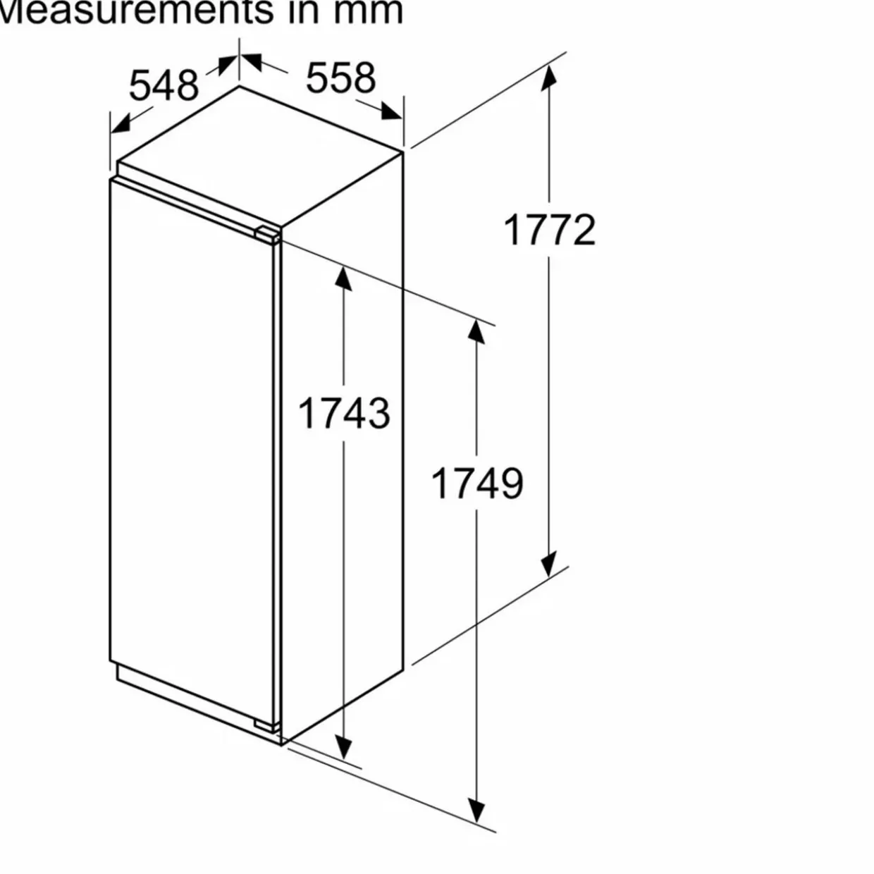 Series 4 Built In 177.5x56cm Flat Hinge Fridge