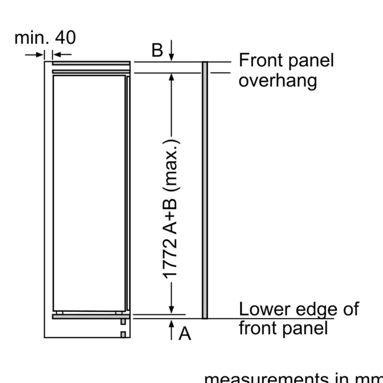 Series 4 Built In 177.5x56cm Flat Hinge Fridge