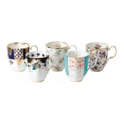 Set of Five 100 Years of Royal Albert Mugs 1900 - 1940