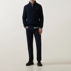 Shield Logo Half-Zip Cable Knit Sweater