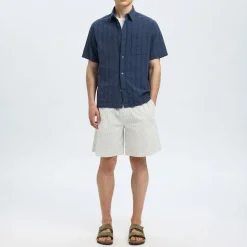 Best SELECTED HOMME Silas Seersucker Striped Shirt