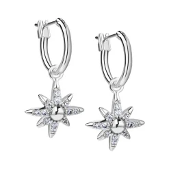 Silver Plated Crystal Embellished Star Earrings