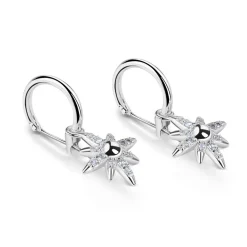 Silver Plated Crystal Embellished Star Earrings