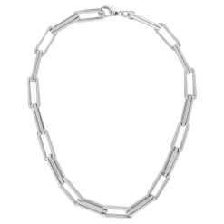 Silver-Tone Square Link Necklace