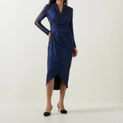 Sleeve-Embellished Wrap Dress