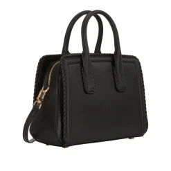 New MICHAEL MICHAEL KORS Small Woven-Trim Leather Satchel