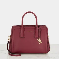 Outlet MICHAEL MICHAEL KORS Small Woven-Trim Leather Satchel