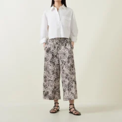 Snake Print Wide Leg Trousers