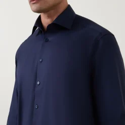 Solid-Twill Single-Cuff Formal Shirt
