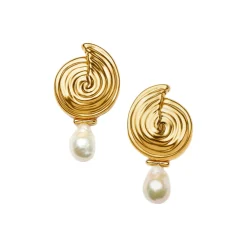 Spiral Detachable Pearl Drop Earrings
