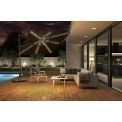 Square Glow Parasol & Cover Anthracite 3m